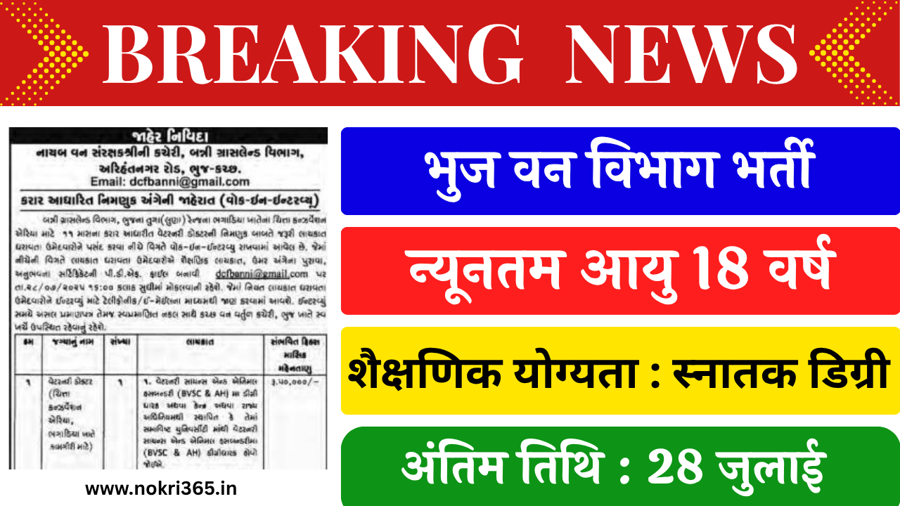 Banni Grassland Division Bhuj Recruitment 2025