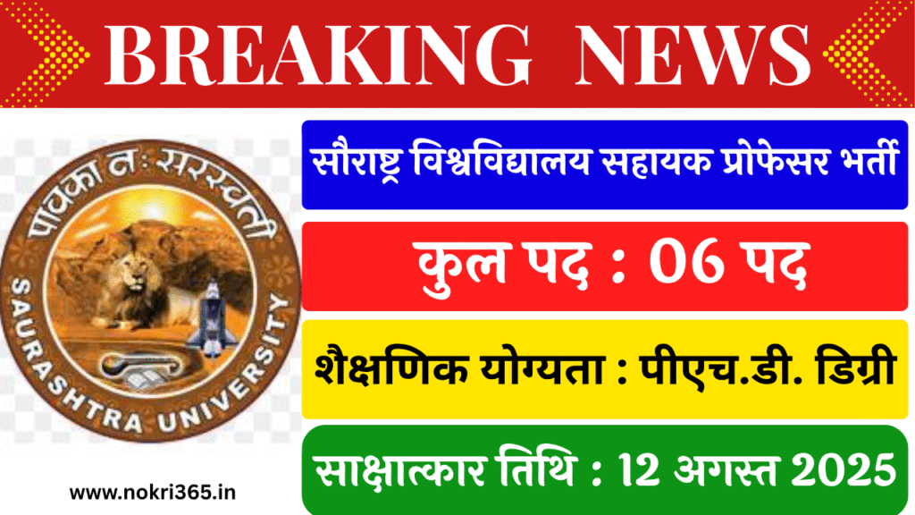 Saurashtra University Assistant Professor Recruitment 2025