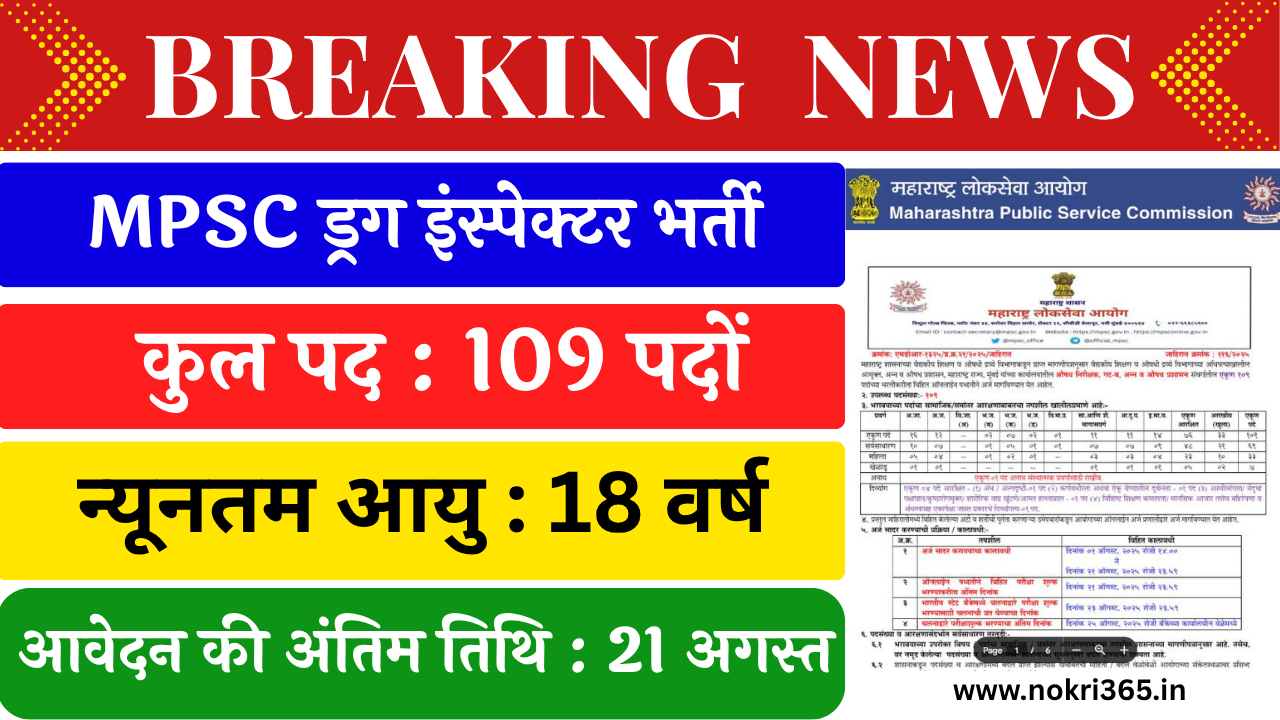 MPSC Drug Inspector Recruitment 2025