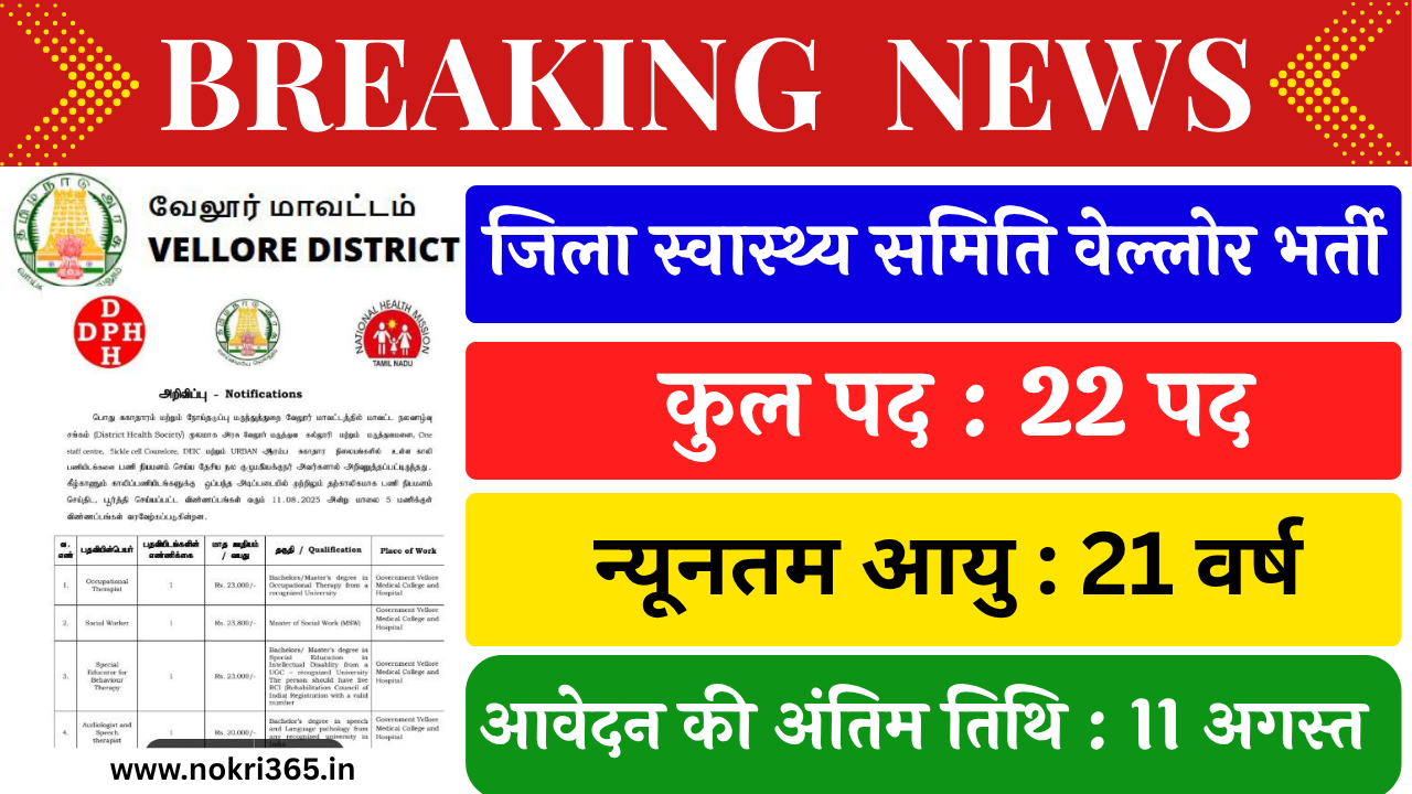DHS Vellore Recruitment 2025