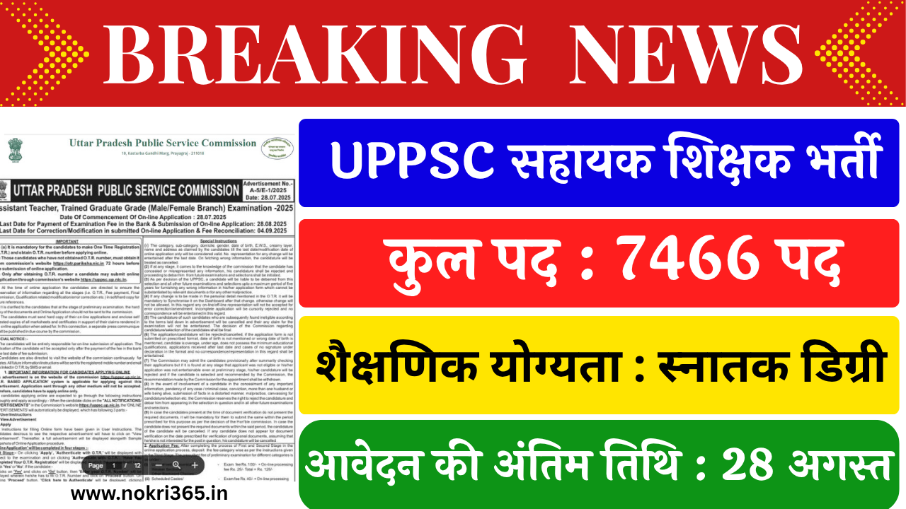 UPPSC Assistant Teacher Recruitment 2025